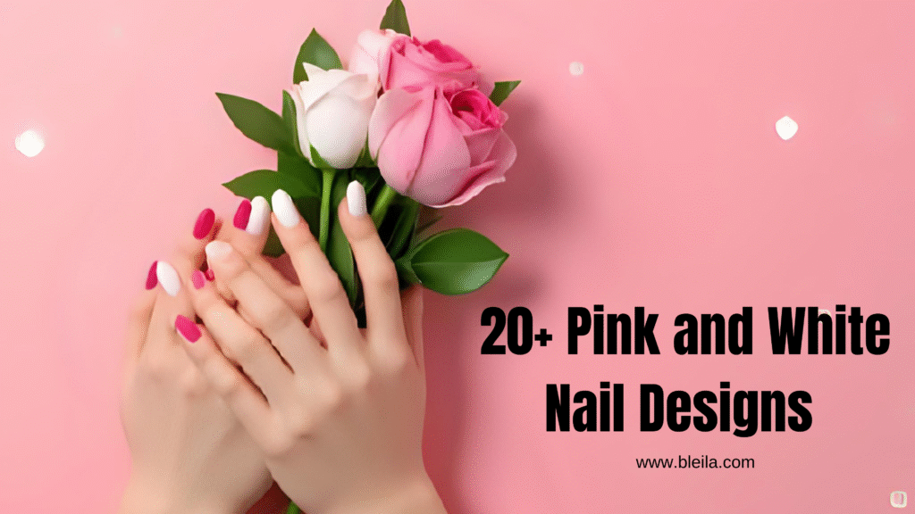 Pink and white nail design