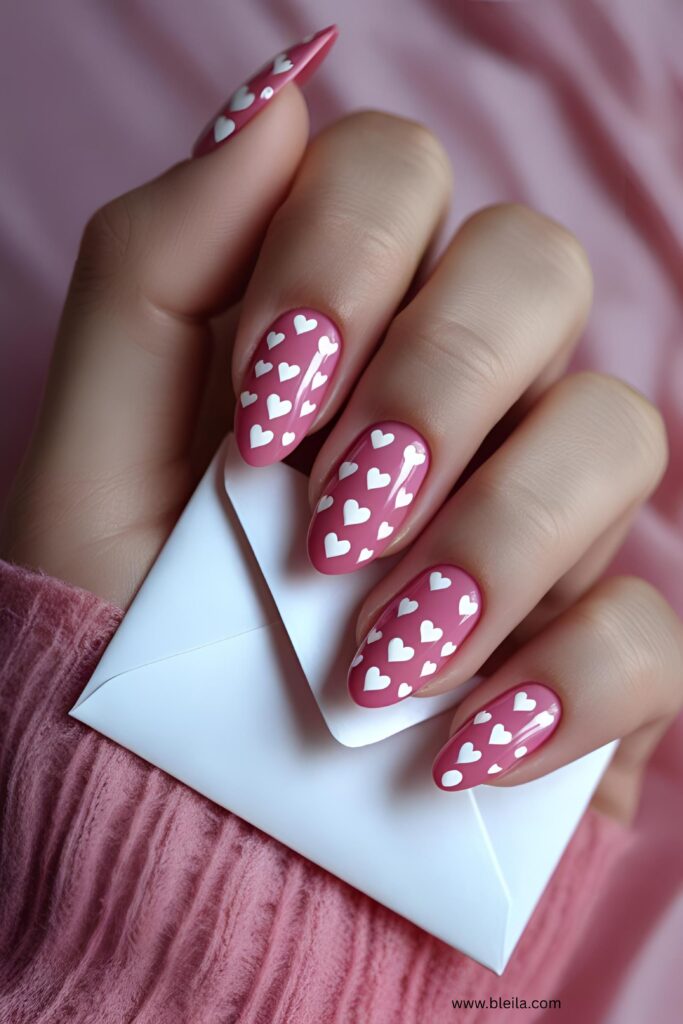Pink and white nail design