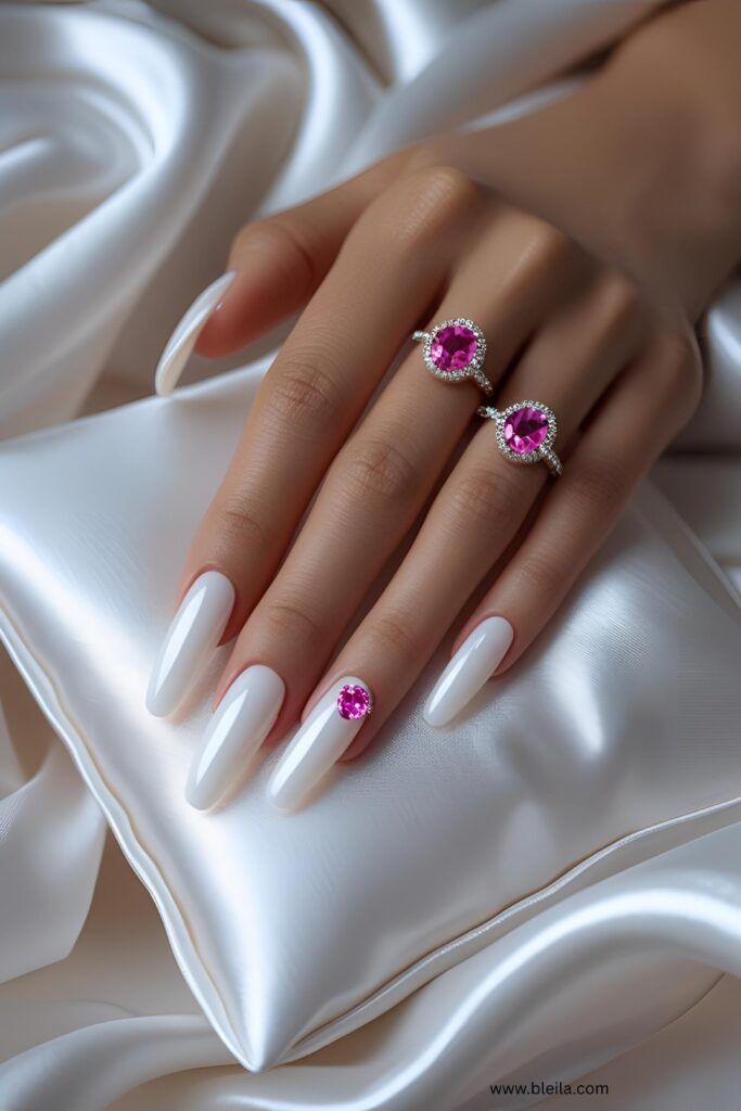 Pink and white nail design