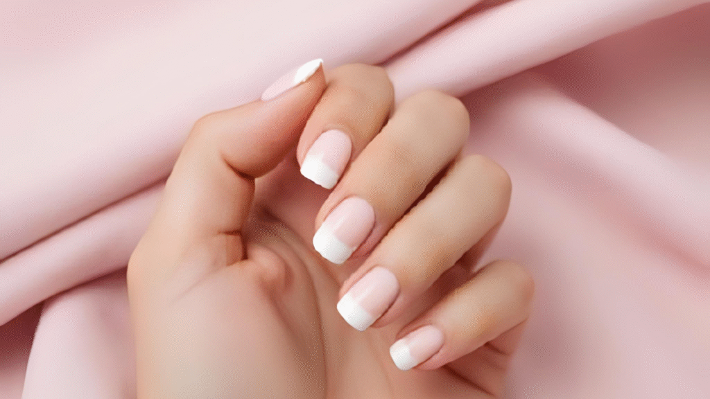Pink and white nail design