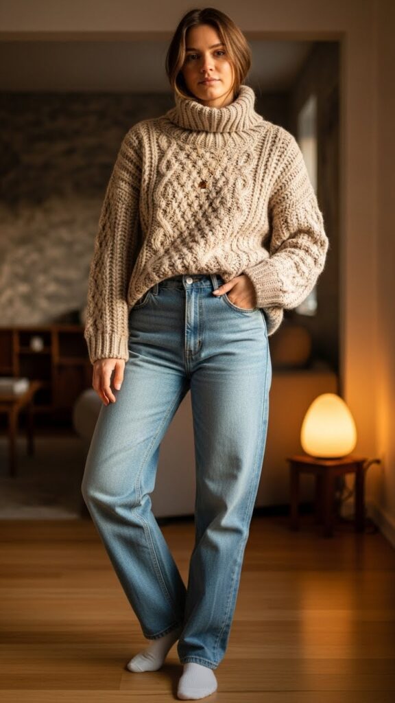 Oversized Sweater with Straight Jeans